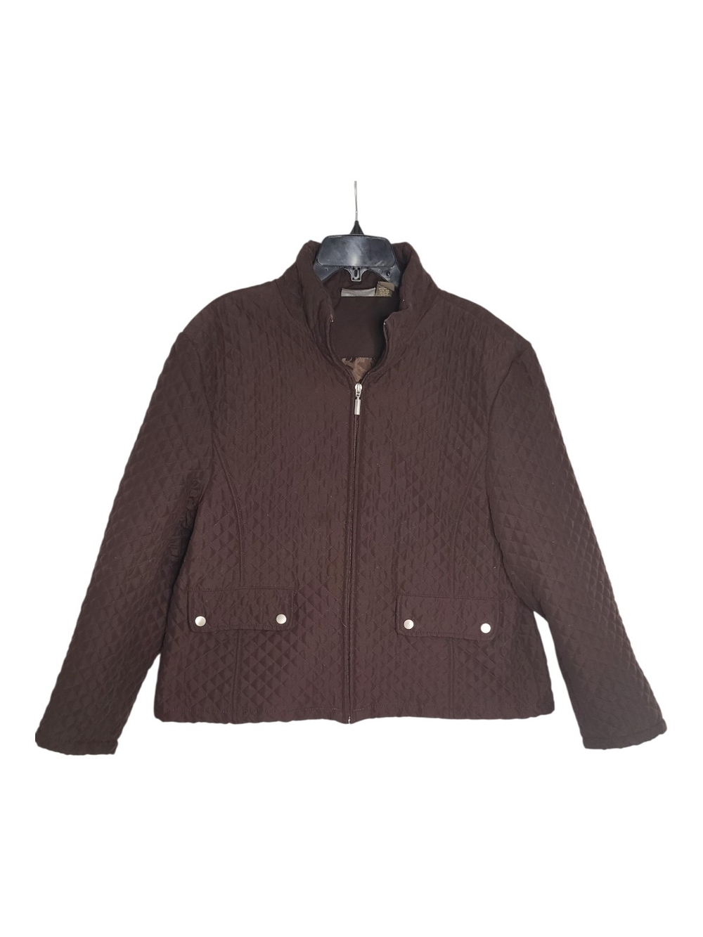 Jane Ashley Brown Quilted Full Zip Jacket Plus Size XL Lightweight Puffer